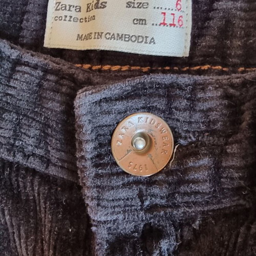 Zara Kids corduroy pants size 6, like new, black