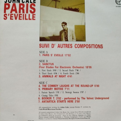 John Cale Paris S'Eveille 2LP vinyl 1992 Virgin/Minos-EMI