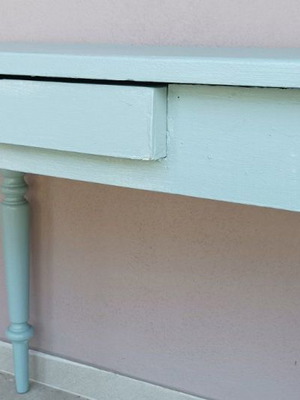 Interwar desk table used, painted mint color
