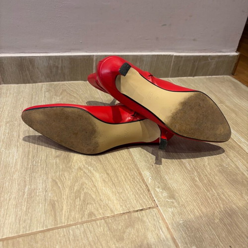 Zara leather kitten heels ankle boots like new, red, size 40