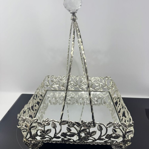 Decorative metal fruit basket with mirror vintage style