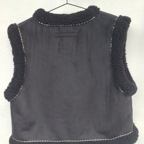 Zara embroidered double face floral shearling vest size S like new