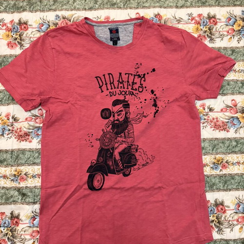 Tresor Original Pirates du Jour men's T-shirt, size L, washed coral