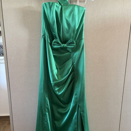 Satin green maxi dress, Small