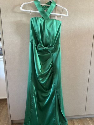 Satin green maxi dress, Small