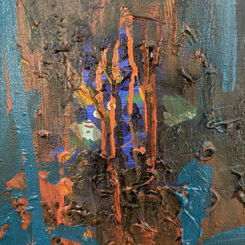 Original Abstract Acrylic Painting on Canvas, Floral Blue Art