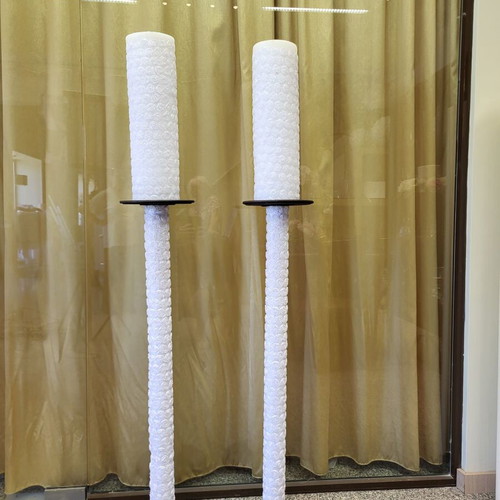 Luxury embossed wedding candles with metal stands new