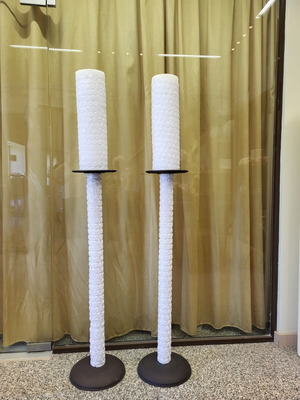 Luxury embossed wedding candles with metal stands new