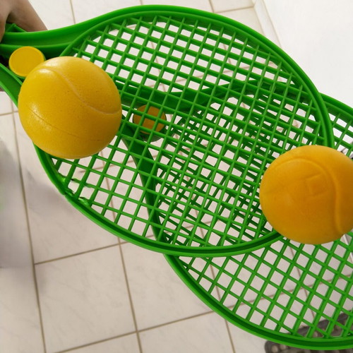 Plastic tennis rackets soft ball set of 2, like new, Italian origin