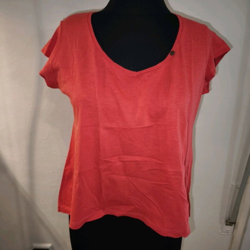 Women's coral blouse with V neck used, size M