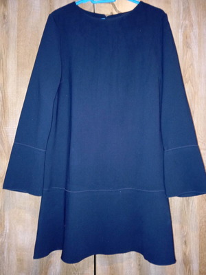 Blue dark women's long-sleeve short dress Mango like new