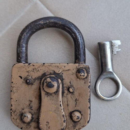 Prewar antique padlock with key