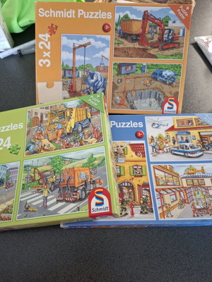 Schmidt puzzles 3+ like new, vehicle theme, set of 3