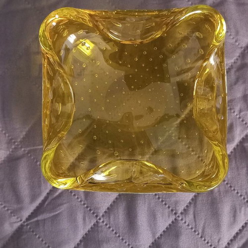 Murano large ashtray used, honey color