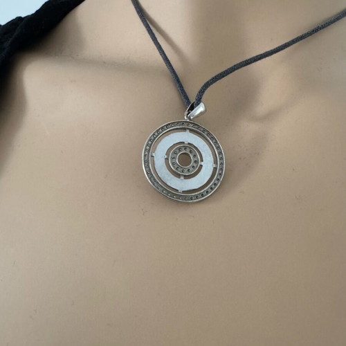 Bvlgari necklace with leather cord gray like new