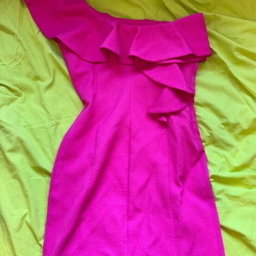 Desiree one-shoulder dress fuchsia like new