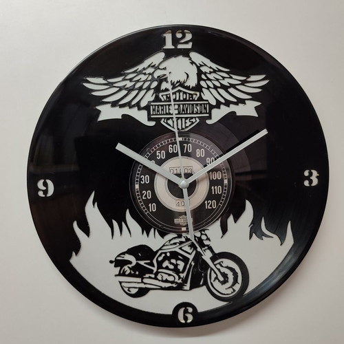 Harley Davidson wall clock made from vinyl record with LED light