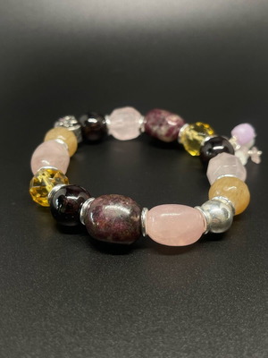Handmade bracelet new with citrine, garnet, rose quartz and tourmaline