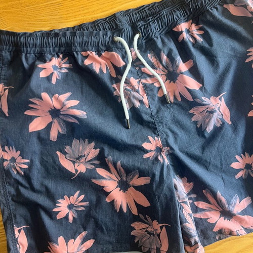 Vintage swim shorts 3XL like new, floral pattern, grey and pink