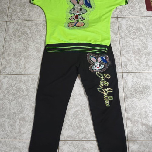 Tracksuit set with rhinestones like new, sizes S-M-L, neon green and black