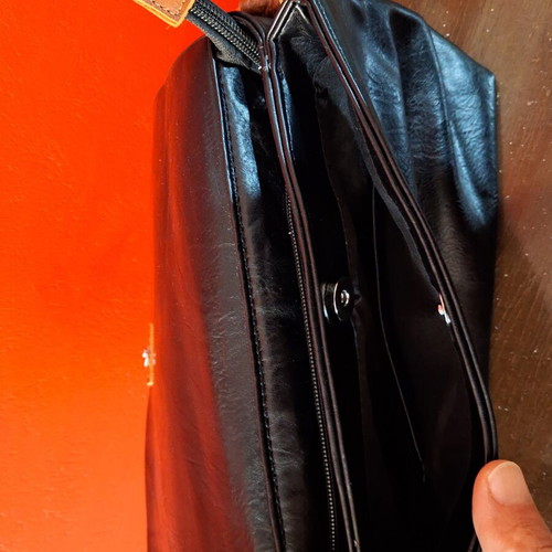 Black crossbody bag new, faux leather, 28 cm base length