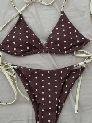 Shein polka dot brown-yellow bikini new, size L