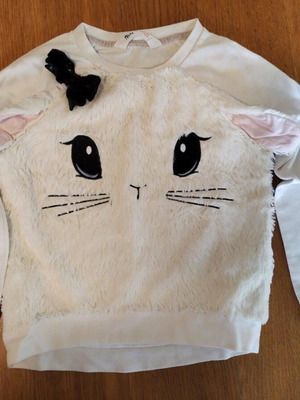 H&M sweatshirt for girl 5-6 years used, white and black, 110-116 cm