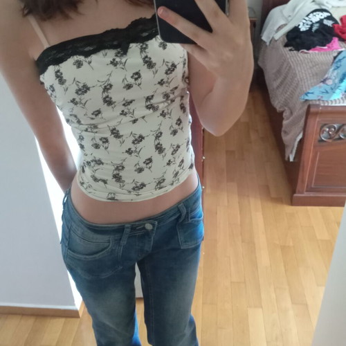 White Floral Top like new, size S