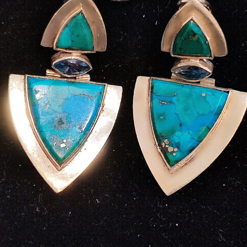 Silver 925 ring and earrings set with turquoise like new