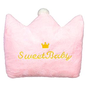 Μαξιλάρι Διακοσμητικό Κορώνα Ροζ Sweet Baby Λευκό Πον Πον 40x37cm