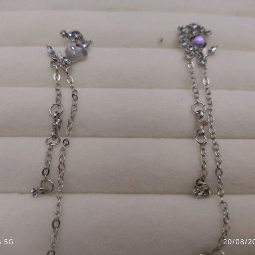 Earrings with chain and purple stone new