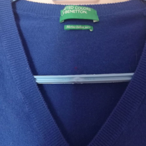 Benetton women's sweater 100% Merinos wool like new, blue size S