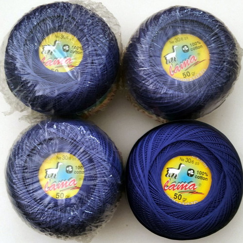 Lama cotton lace yarn pack of 4 navy blue