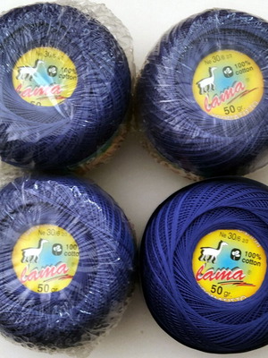 Lama cotton lace yarn pack of 4 navy blue