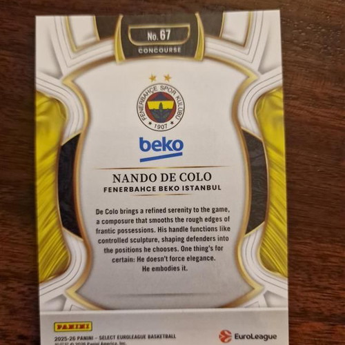 Panini Euroleague Select Fenerbahce De Colo /10 Card Pack of 2 New