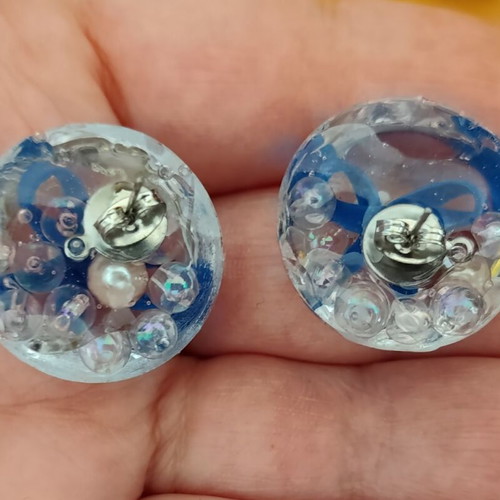 Handmade earrings with resin and colorful elements new
