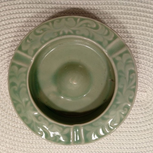 Vintage Korean ceramic ashtray, green celadon