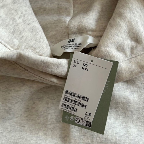 Children's hoodie new H&M size 170, white beige