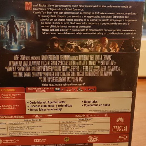 Iron Man 3D Blu-Ray like new, Spanish edition with English subtitles