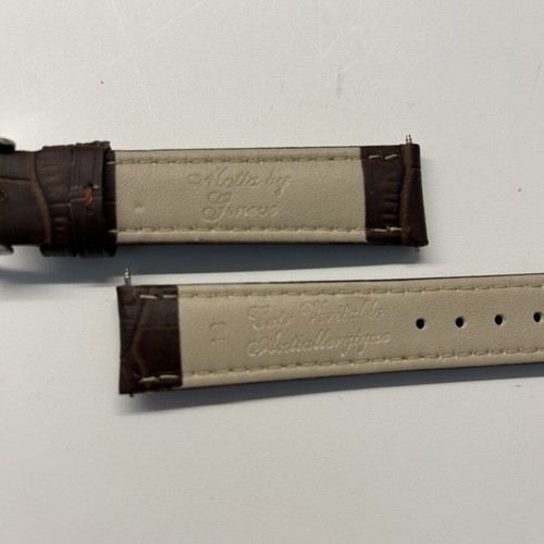 Leather Watch Strap new, dark brown, 20mm width, Motta by Genova