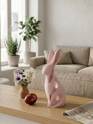 Πασχαλινό λαγουδάκι 3D εκτύπωσης καινούργιο, ματ ροζ, 25 εκ.