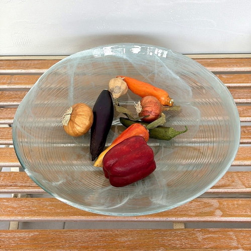 Handmade glass platter new, decorative fruit bowl