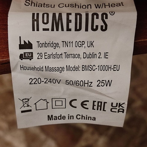 HoMedics BMSC-1000H Shiatsu body massage seat used with heat