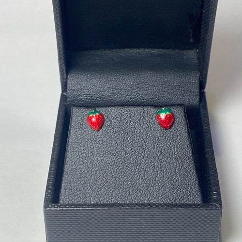 Gold children's strawberry earrings 14k new, handmade