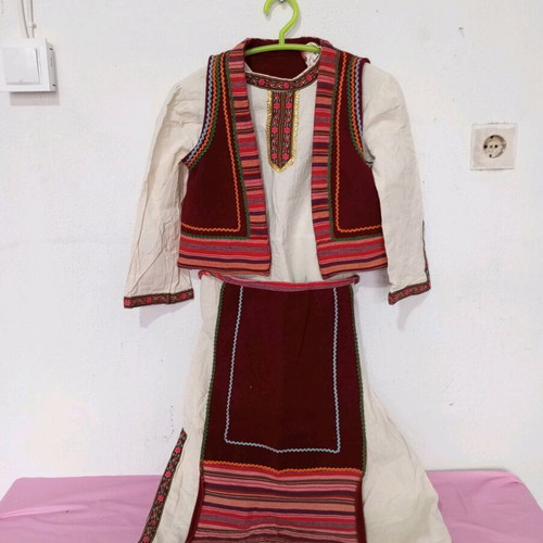 Macedonian traditional costume used, three-piece, small size