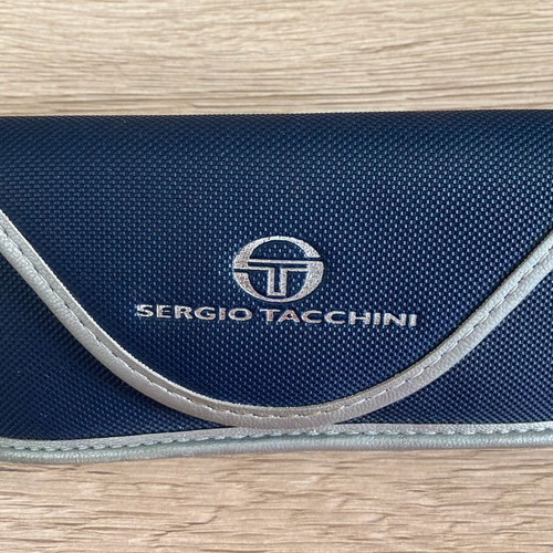 Sergio Tacchini glasses case used, blue with silver details