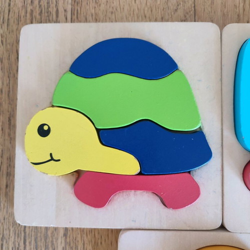 Baby wooden puzzles used, pack of 3 with animal shapes