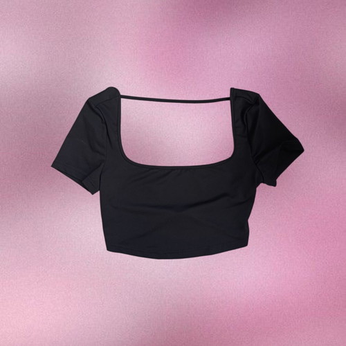 Shein crop top black size S like new with open back