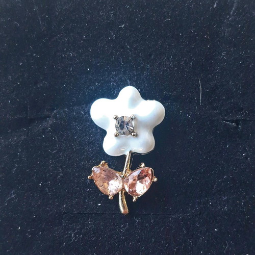 Gold plated 925 silver earrings like new, pearl flower with crystals