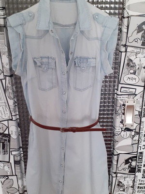 Stradivarius dress used, blue with belt